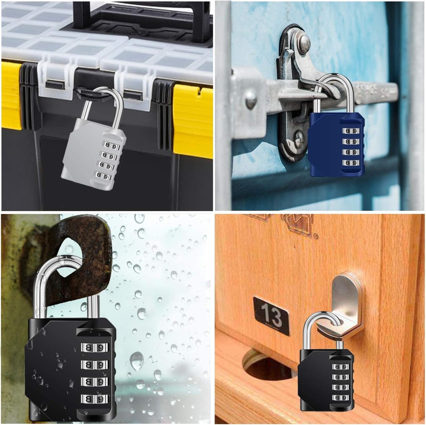 ZHEGE Combination Lock Outdoor, 4 Digit Resettable Weatherproof Combination Padlock for Gym, School, Gates, Doors, Hasps Storage