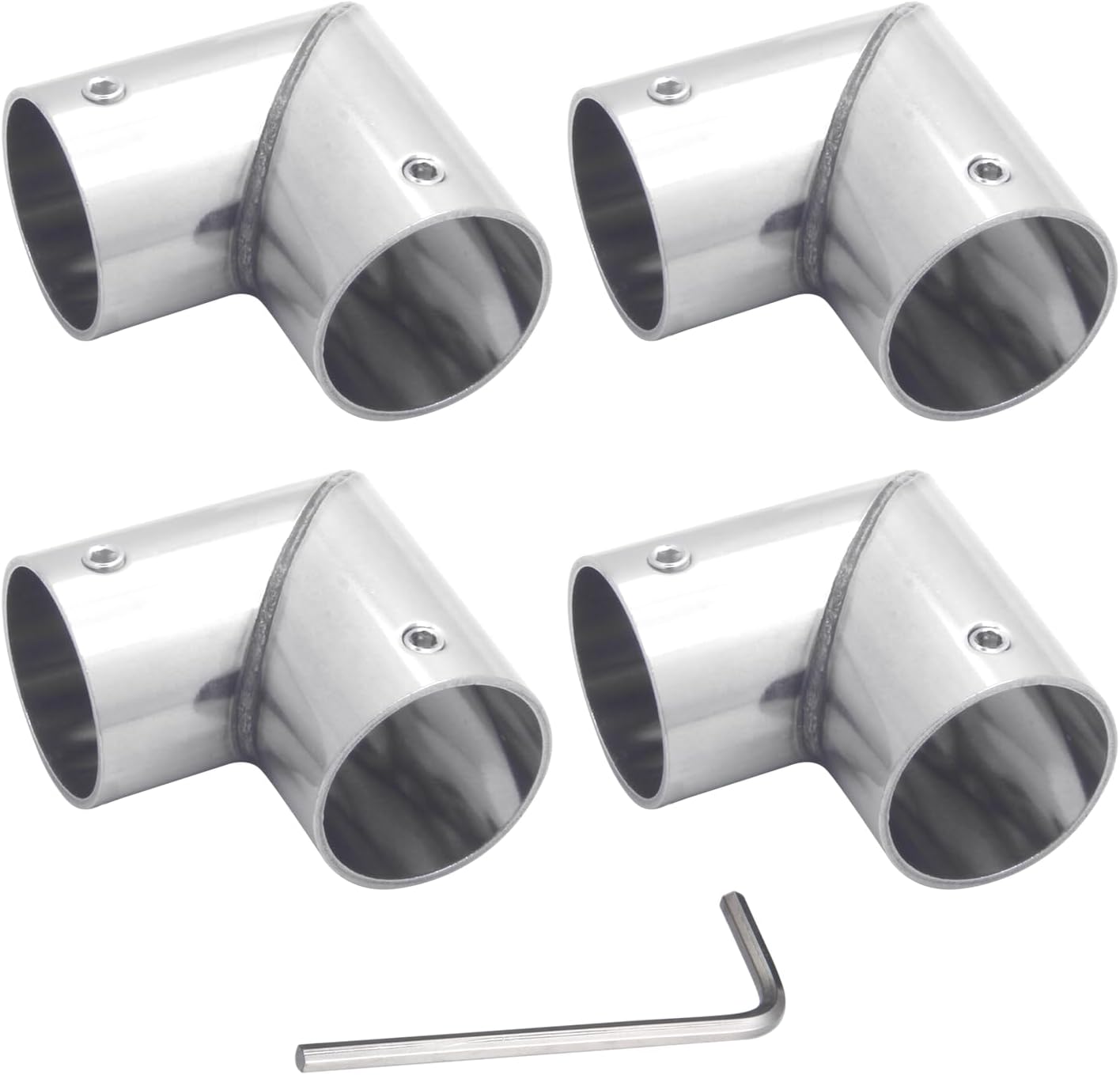 ZHSLDQ 4 Sets of 90 Degree Angle Elbow Pipe Connectors, 2-Way Metal Elbow Connector for 2-Way L-Shape Pipe Clamps (for 1" or 25.4 mm OD, Silver)