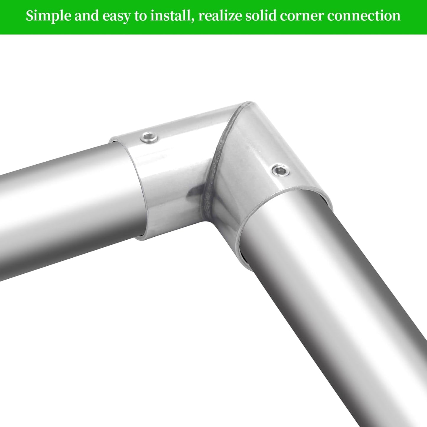 ZHSLDQ 4 Sets of 90 Degree Angle Elbow Pipe Connectors, 2-Way Metal Elbow Connector for 2-Way L-Shape Pipe Clamps (for 1" or 25.4 mm OD, Silver)