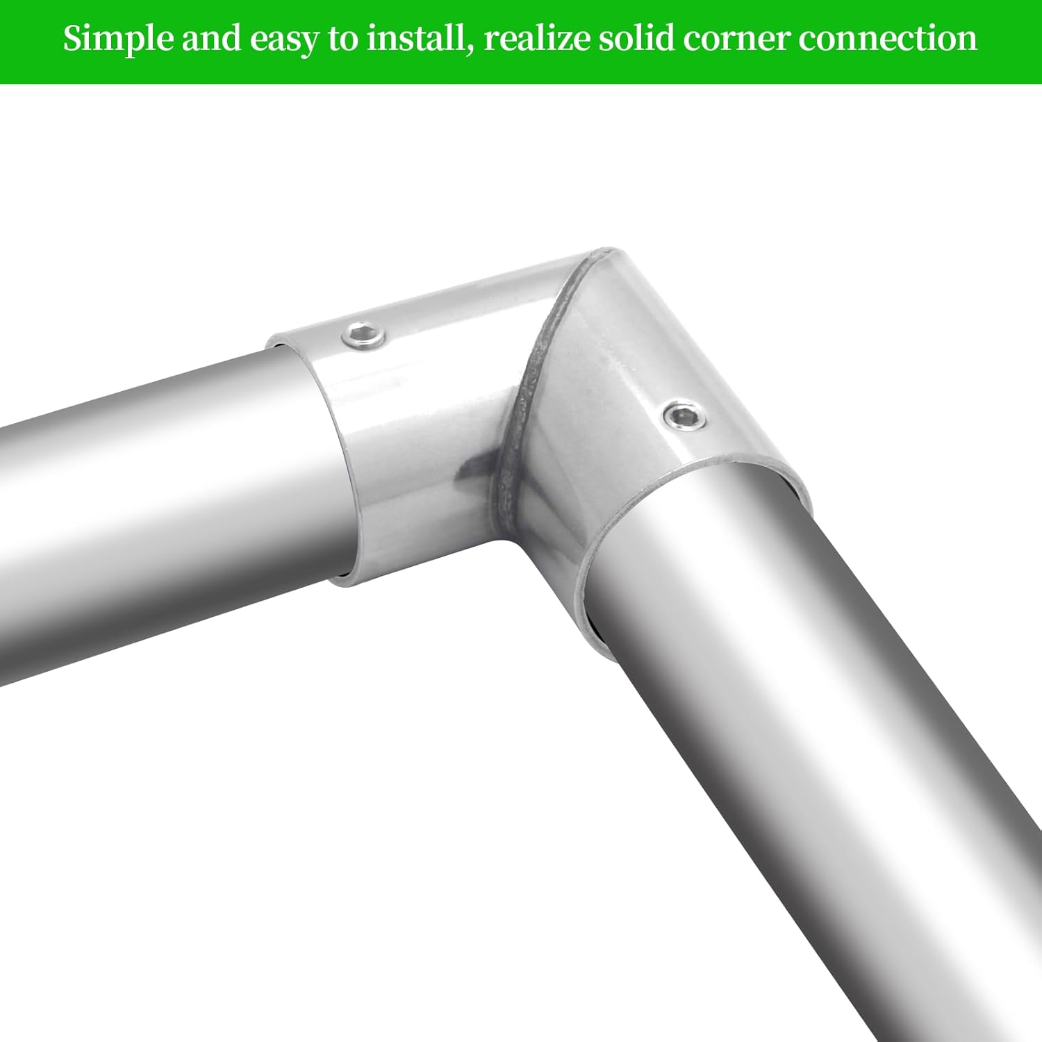 ZHSLDQ 4 Sets of 90 Degree Angle Elbow Pipe Connectors, 2-Way Metal Elbow Connector for 2-Way L-Shape Pipe Clamps (for 1" or 25.4 mm OD, Silver)