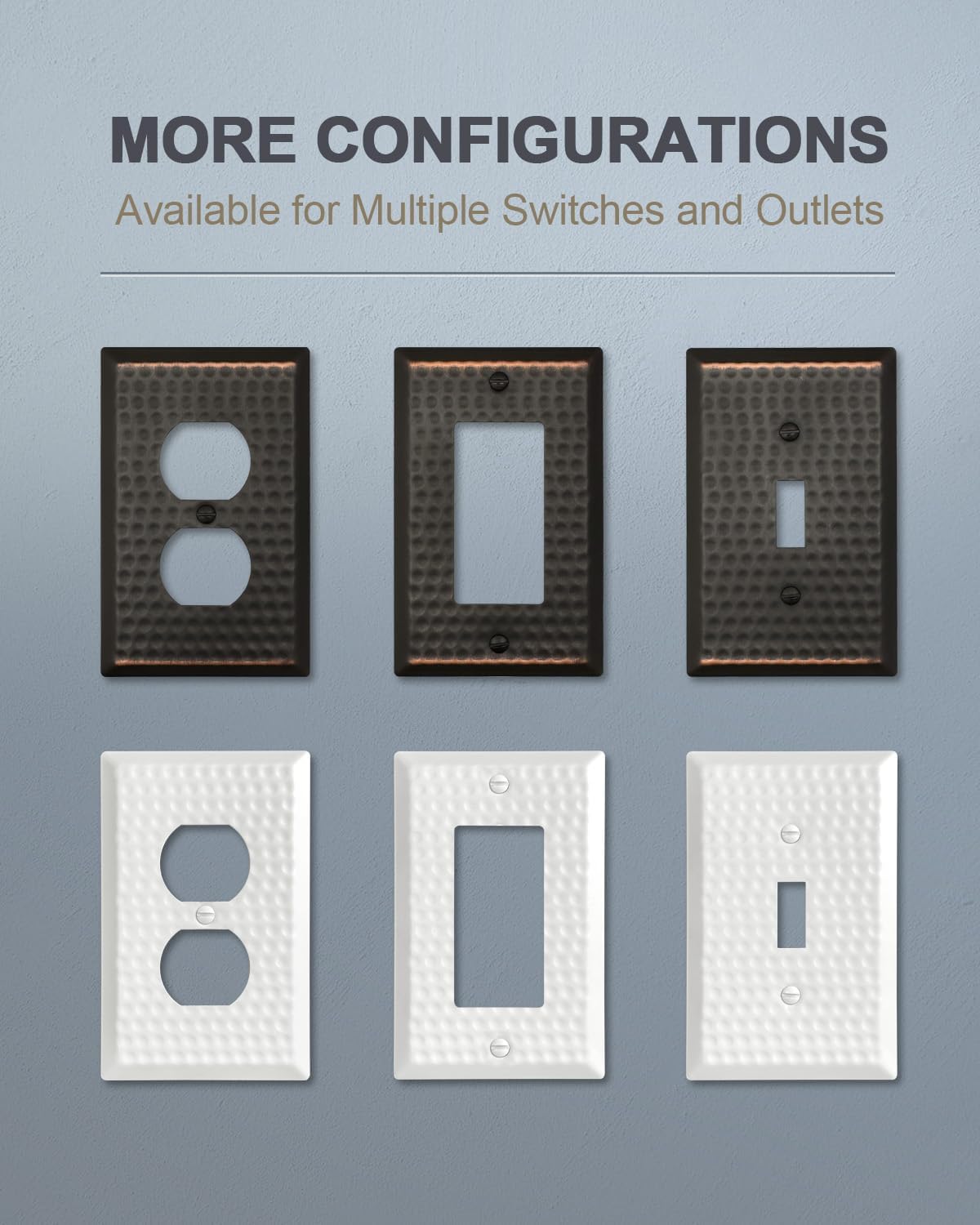 ZILLSEA Hammered Aged Bronze Single Toggle Wall Plates, Metal Switch Plate Covers, 1-Gang, 4 Pack, 3.15''*4.88'', Midsize