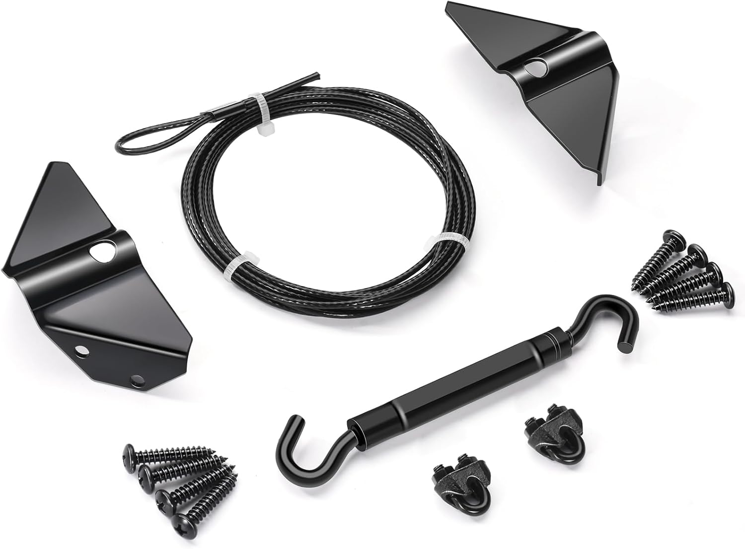 Zinc Black Steel Door Hardware Kit for Preventing Sag in Wooden Fence/Gate - Anti-Sag Support Cable Kit