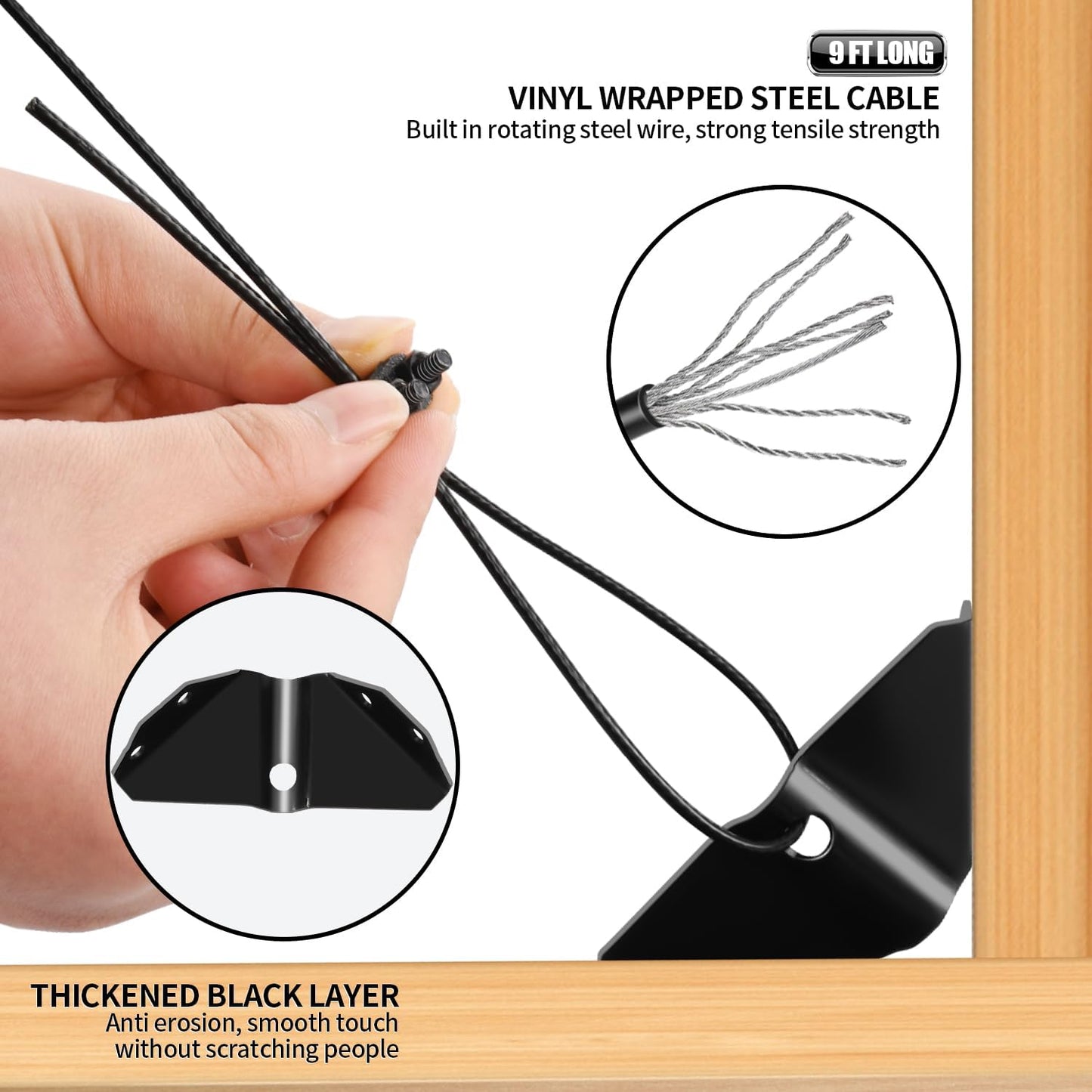 Zinc Black Steel Door Hardware Kit for Preventing Sag in Wooden Fence/Gate - Anti-Sag Support Cable Kit