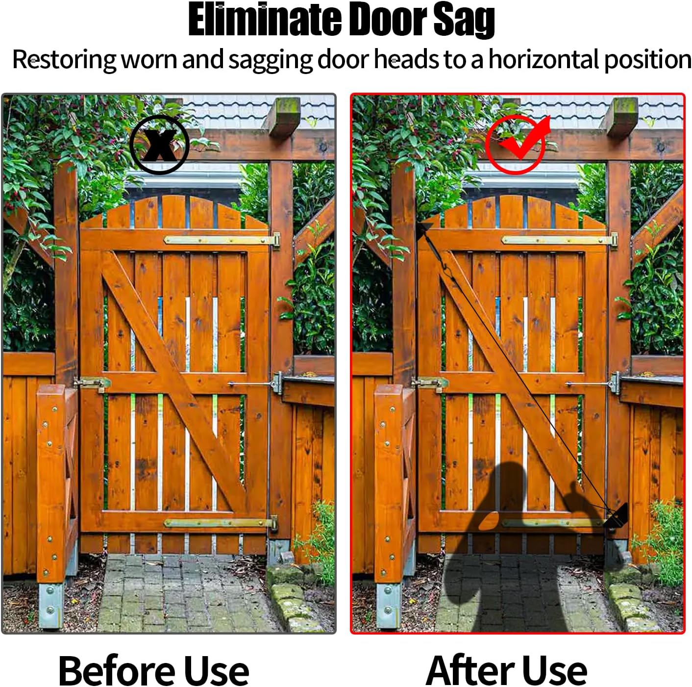 Zinc Black Steel Door Hardware Kit for Preventing Sag in Wooden Fence/Gate - Anti-Sag Support Cable Kit