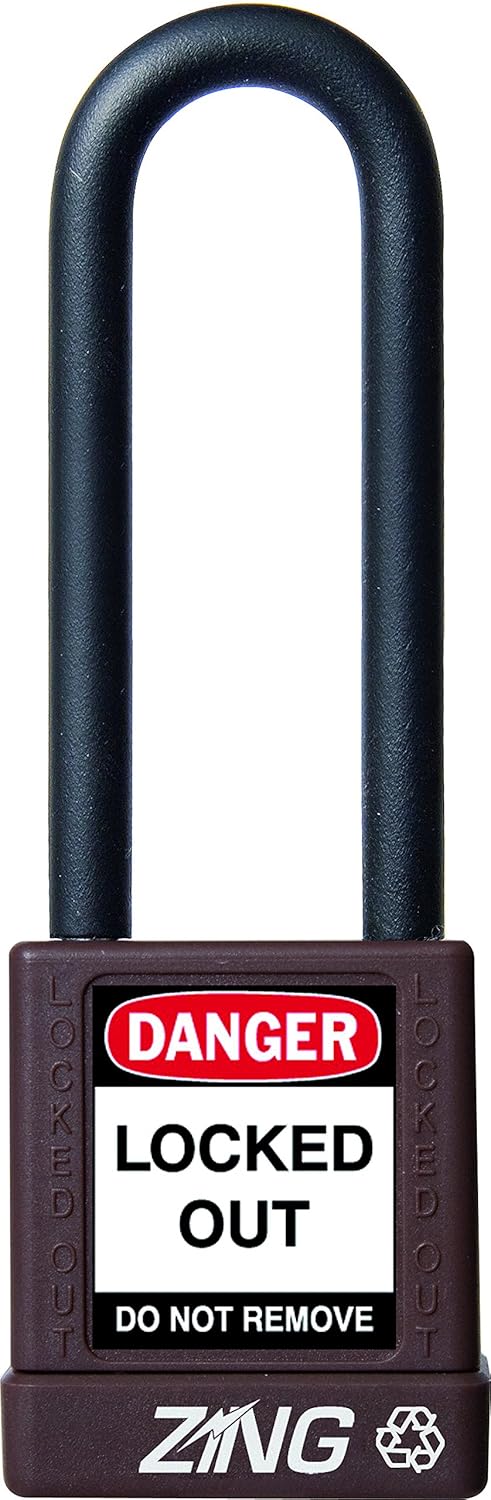 Zing Green Products 7060 RecycLock Safety Padlock in Brown with 3" Shackle and 1-3/4" Body - Keyed Different