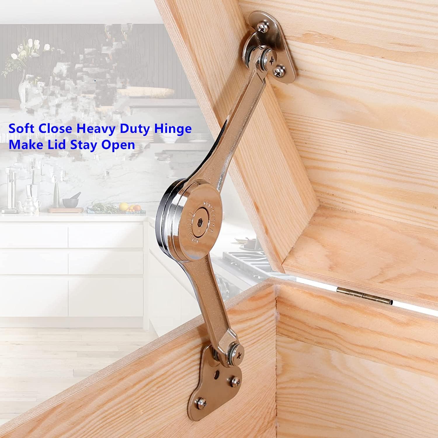 Zishengho Toy Box Hinge - Heavy Duty Soft Close Lid Hinge for Toy Chest, Cabinet, Kitchen, Wardrobe - Supports up to 50lb - 2pcs