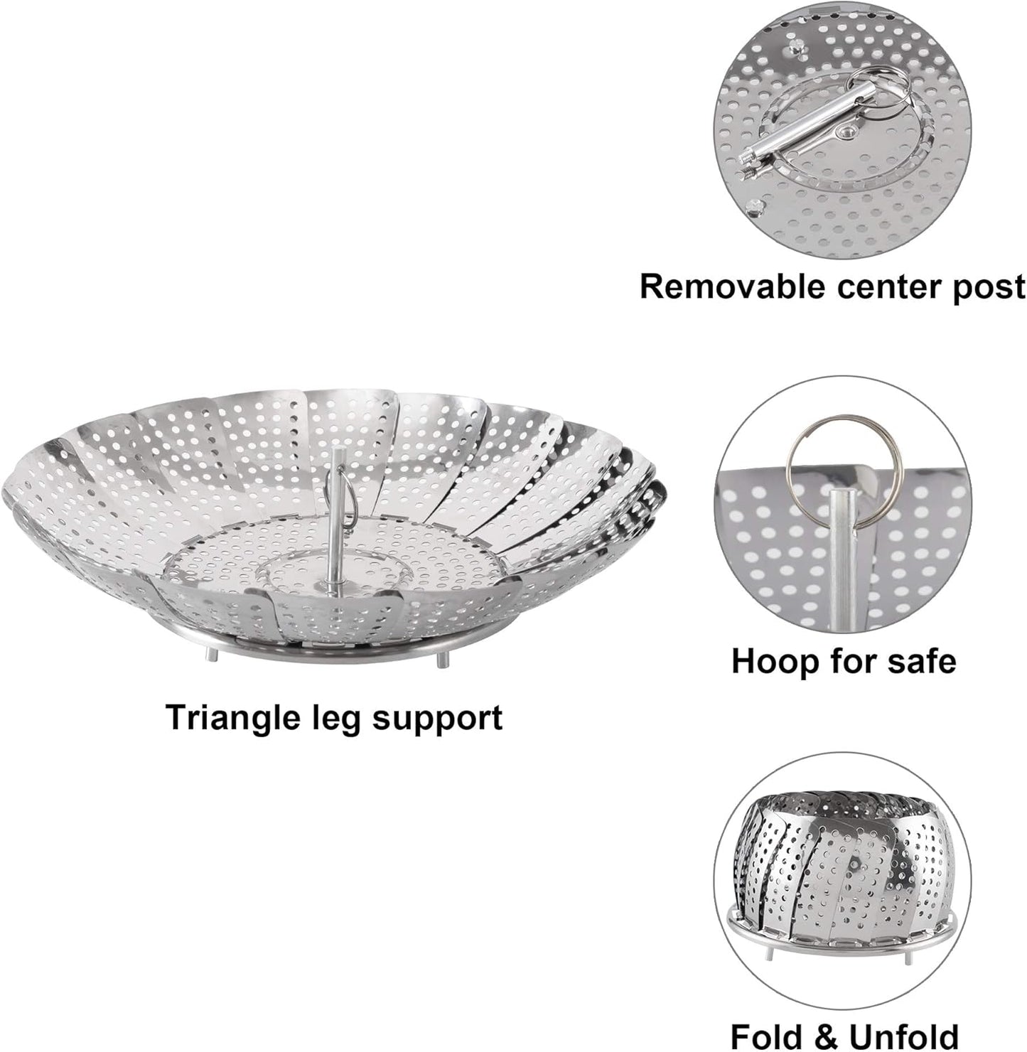 Zocy Stainless Steel Steamer Basket for Steaming & Cooking Vegetables (Small 5" to 9")