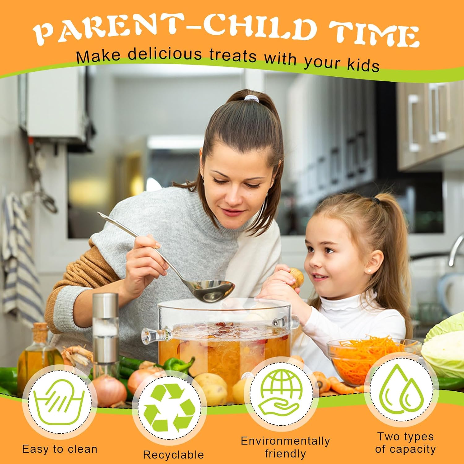 Zubebe 2 Pcs Stovetop Glass Cookware Set with Heat Resistant Clear Glass Pots and Pans for Cooking on Stove - Includes Saucepan and Simmer Pot with Lid - Ideal for Soup and Milk - 1.3 L and 1.9 L